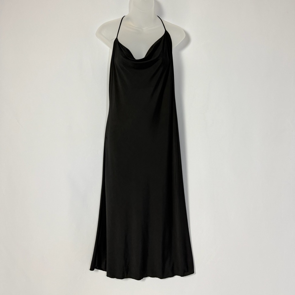 Sincerely Jules Black Satin Cowl Neck Slip Dress Size Large NWT